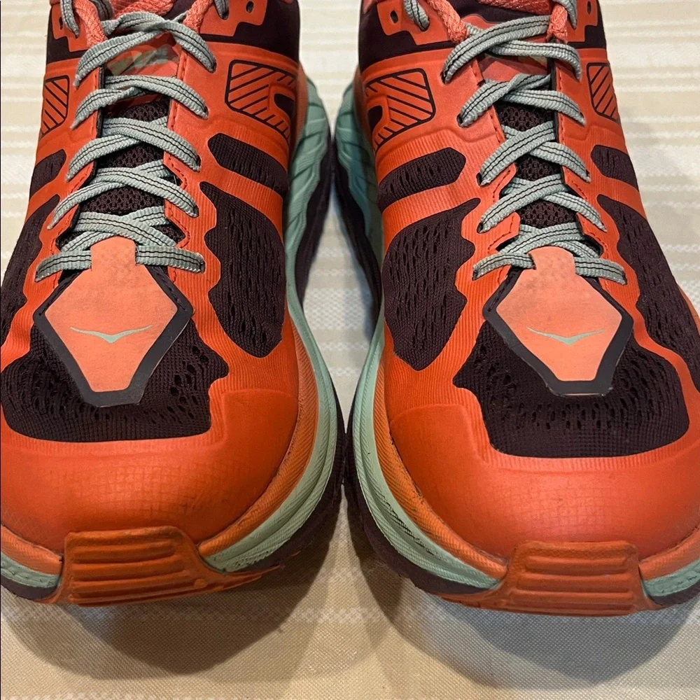 Hoka One One Women's Orange and Teal Running Sneakers